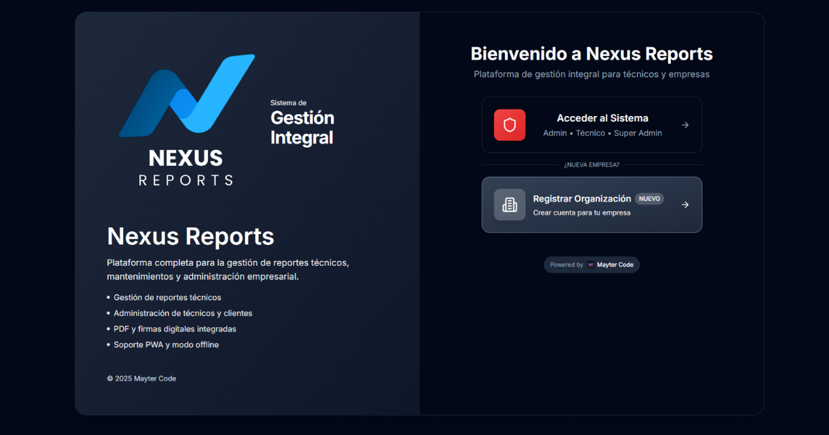 Nexus Reports - Sistema Profesional de Reportes de Mantenimiento y Garantía